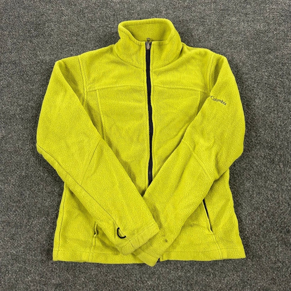 Columbia Fleece Jacket Womens Size M Lime Green Interchange Full Zip Mock Neck